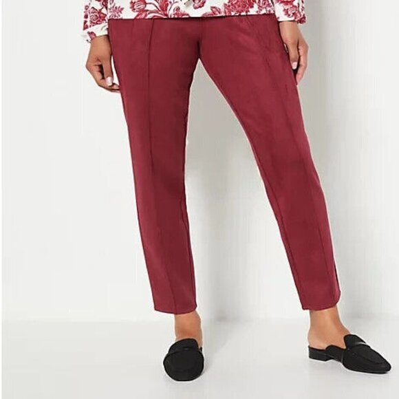 NWT J Jason Wu Petite Faux Suede Pull On Pants Small WIne - Picture 1 of 5